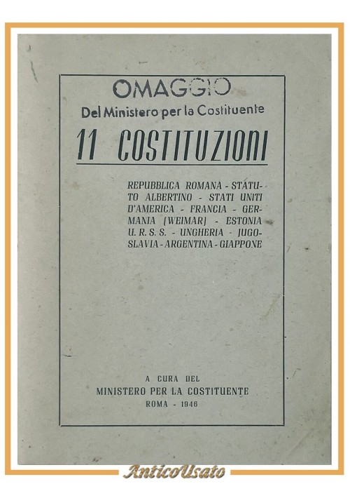 11 COSTITUZIONI a cura del Ministero per la Costituente 1946 Libro assemblea