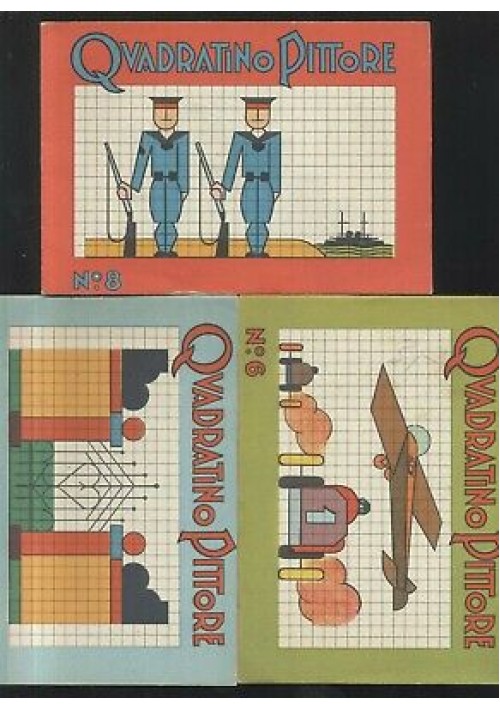 3 ALBI DA COLORARE QUADRATINO PITTORE editrice Piccoli anni '50 numeri 1 6 8 