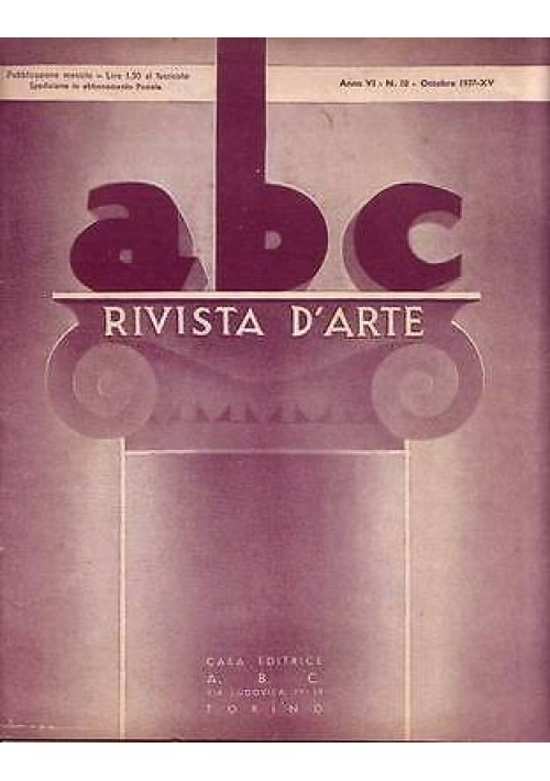 ABC  Rivista d'arte  anno VI numero 10 ottobre 1937 