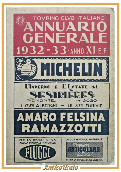 ANNUARIO GENERALE 1932 33 Touring Club Italiano