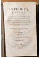 ANTICHITÀ GRECHE costumi usi istituzioni di John Robinson 1823 3 volumi antico