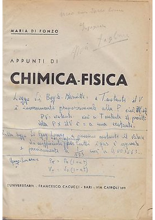 ESAURITO - APPUNTI DI CHIMICA FISICA struttura della materia (2 volumi in uno) Di Fonzo