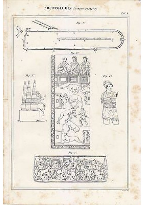 ARCHEOLOGIA CIRCO DITTICO Incisione Stampa Antica Vintag 1866 ORIGINALE TAVOLA X