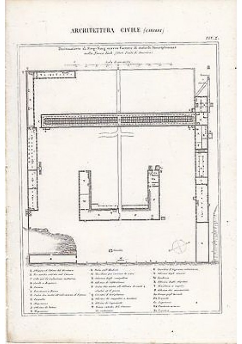 ARCHITETTURA CIVILE CARCERE SING SING INCISIONE STAMPA IN RAME 1866 ORIGINALE