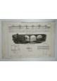 ARCHITETTURA IDRAULICA PONTE CUSBAC di DEAN Incisione Stampa 1866 Tavola antica