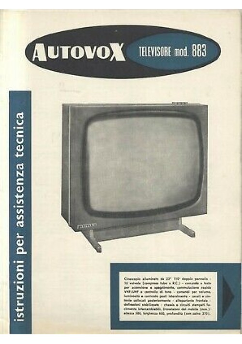 AUTOVOX televisore mod 883 istruzioni assistenza tecnica schemi circuiti stampat