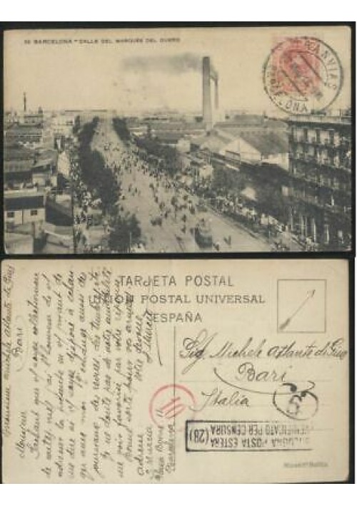 BARCELONA calle del marques del Duero cartolina viaggiata 1916 tarjeta postal 