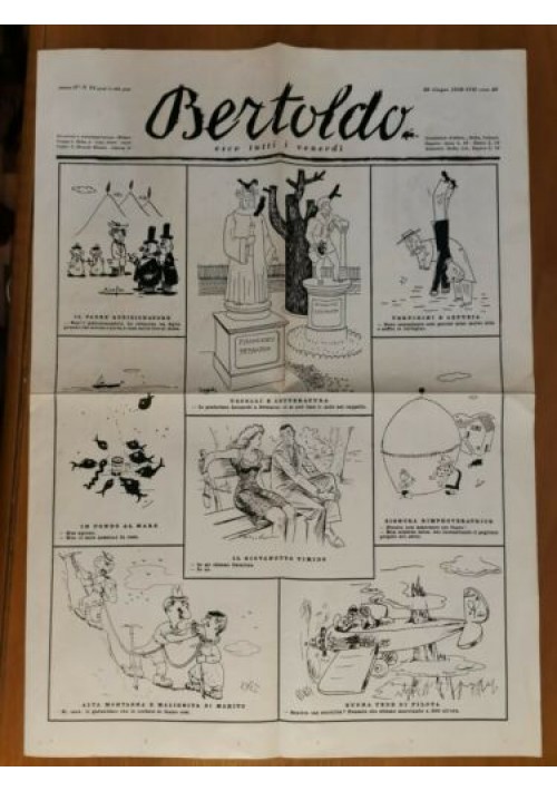 BERTOLDO giornale umoristico anno IV numero 34 30 giugno 1939 fascismo rivista