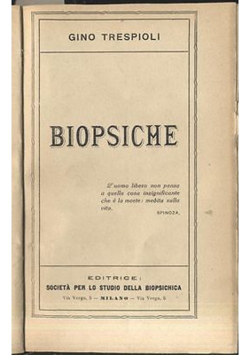 ESAURITO - BIOPSICHE di Gino Trespioli - Società per lo studio della biopsichica  1926