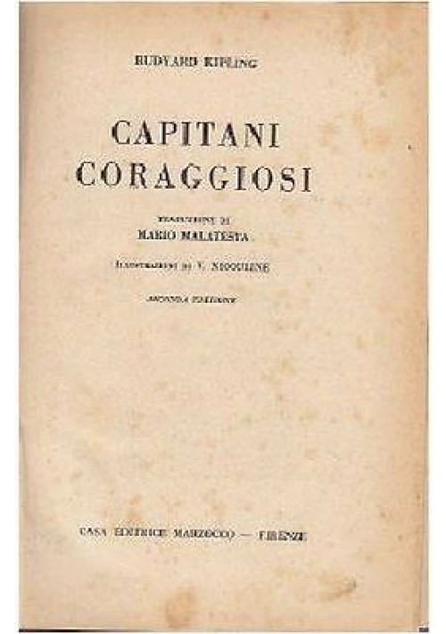 CAPITANI CORAGGIOSI di Rudyard Kipling 1939 Marzocco ILLUSTRATO Nicouline