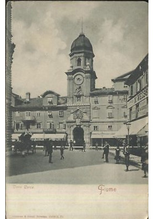 CARTOLINA FIUME - TORRE CIVICA - viaggiata 1911 - ORIGINALE BIANCO NERO