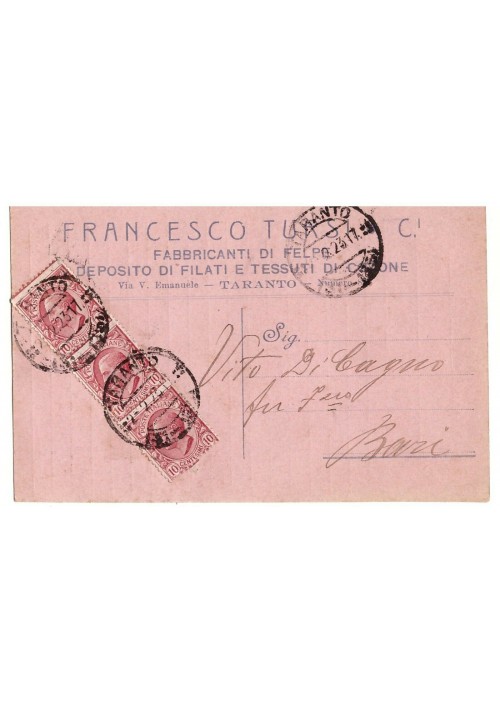 Cartolina Francesco Tursi - Taranto viaggiata 1923 f.to piccolo tessuti filati