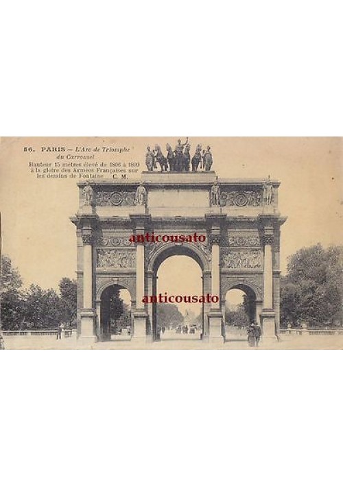 CARTOLINA Paris Arc de Triomphe du Carrousel - viaggiata 1911? animata postcard