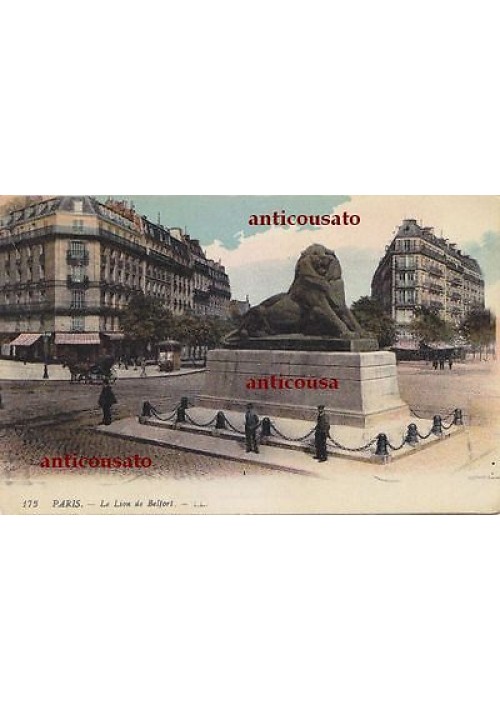 CARTOLINA Paris le lion de Belfort LL - viaggiata 1918 colori animata postcard