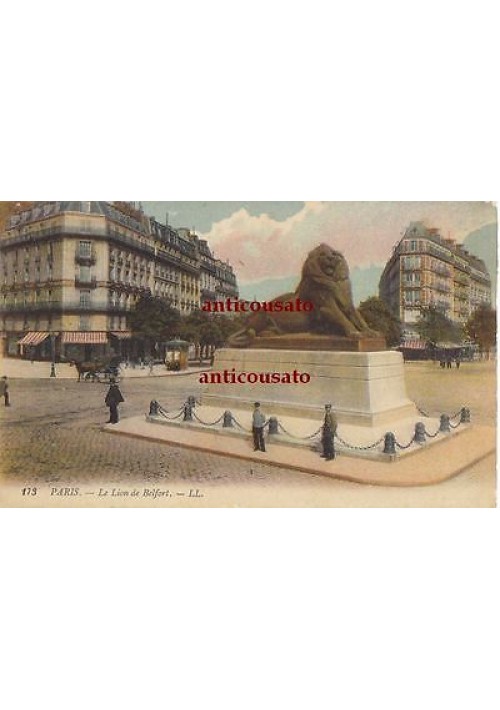 CARTOLINA Paris le lion de Belfort LL - viaggiata 1923 colori animata postcard