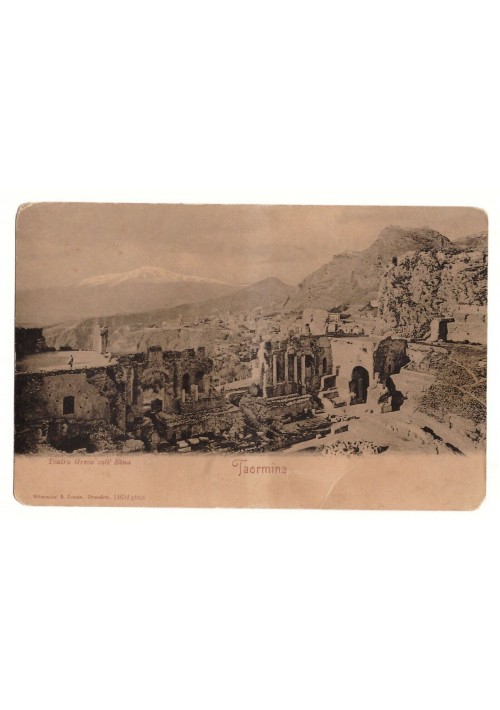 Taormina Teatro Greco Coll'Etna Cartolina non viaggiata Vintage 