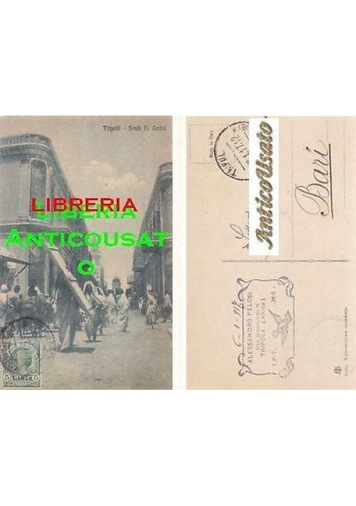 CARTOLINA TRIPOLI italiana SAUK EL GEDID VIAGGIATA 08/01/1917 originale animata