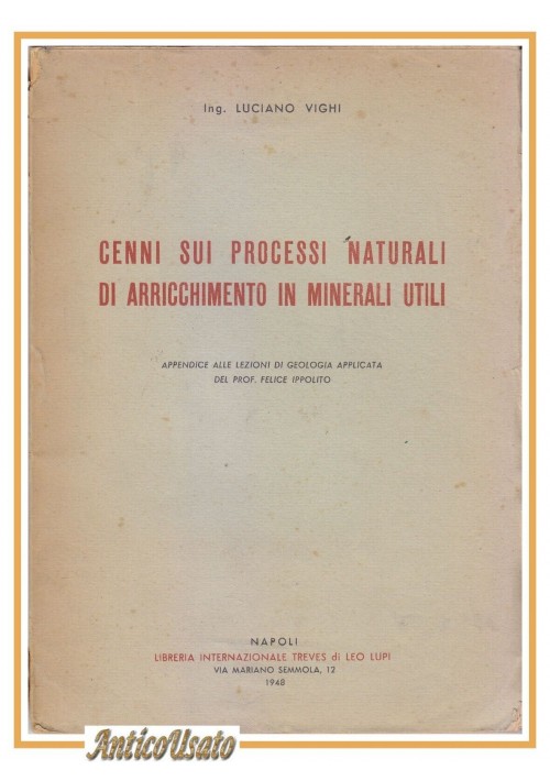 CENNI SUI PROCESSI NATURALI DI ARRICCHIMENTO IN MINERALI UTILI  Vighi 1948 libro