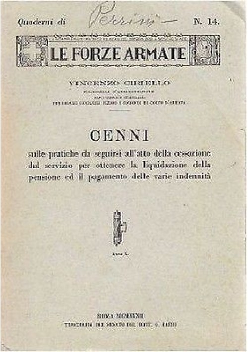 Cenni Su Pratiche Da Seguirsi Atto Cessazione Dal Servizio pensione militare 