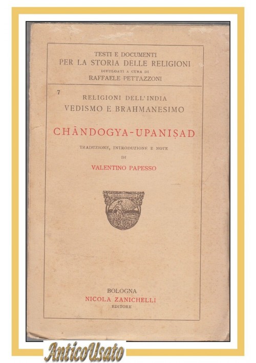 CHANDOGYA UPANISAD 1937 Zanichelli libro Vedismo India Brahmanesimo Religione
