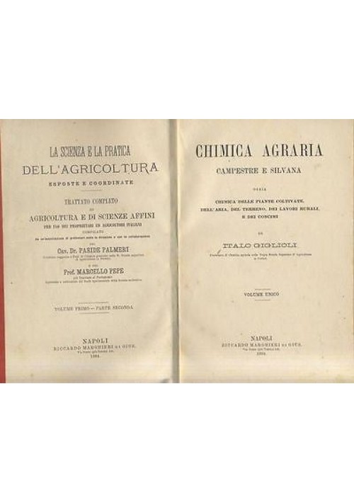 CHIMICA AGRARIA CAMPESTRE E SILVANA di Italo Giglioli - 1884 Riccardo Marghieri 