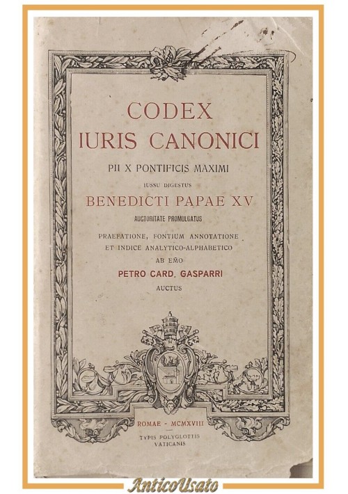 CODEX IURIS CANONICI di Petro Gasparri 1918 Libro codice diritto canonico legge