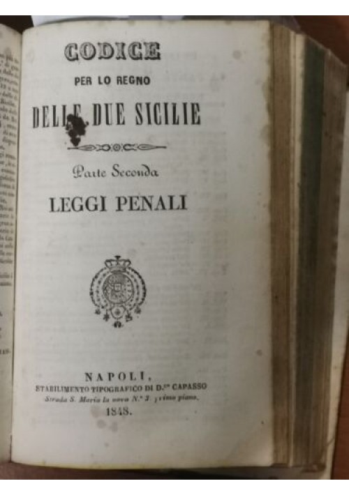 CODICE PER LO REGNO DELLE DUE SICILIE 6 volumi Civile Penale Libro Antico 1848