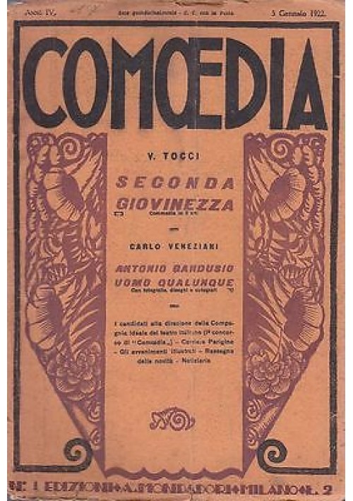 COMOEDIA - Anno 4 - N.1 - 5 GENNAIO 1922 - SECONDA GIOVINEZZA DI V.TOCCI