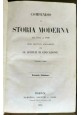 COMPENDIO DI STORIA MODERNA DAL 1454 AL 1830 libro antico scolastico Barbera 1856