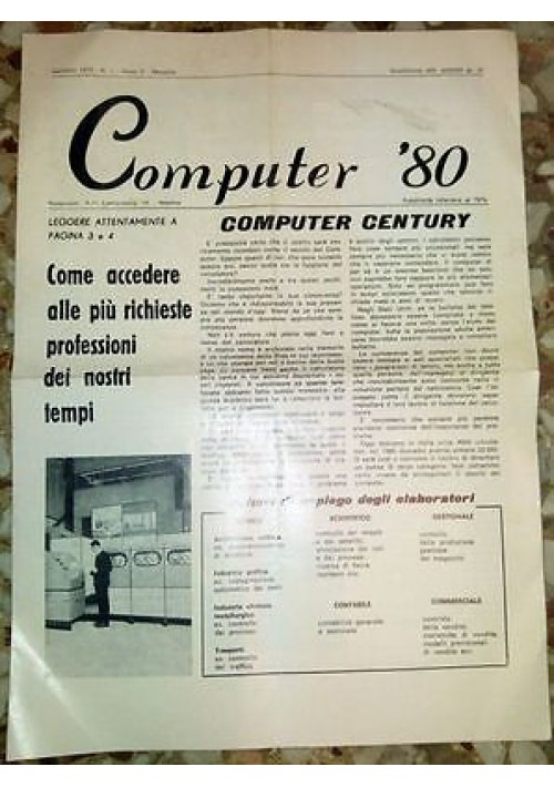 COMPUTER ' 80 MENSILE GENNAIO 1972 ANNO II Numero 1 Retrocomputing rivista