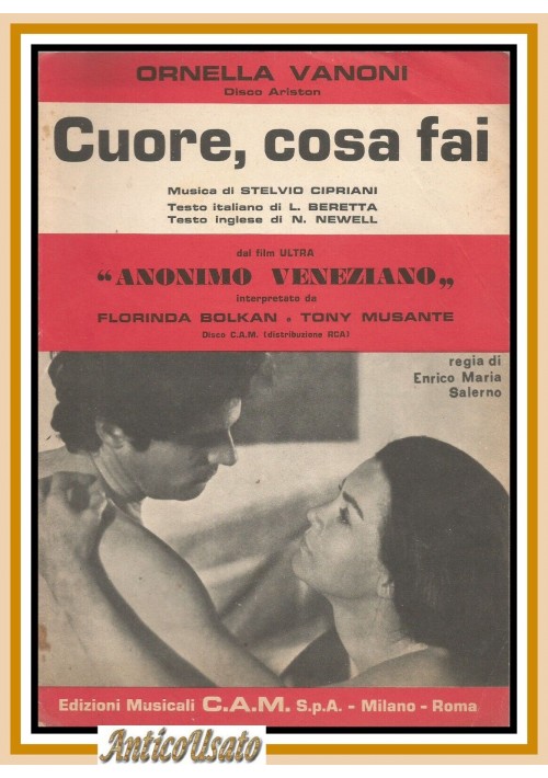 CUORE COSA FAI Ornella Vanoni spartito per canto chitarra e fisarmonica 1970