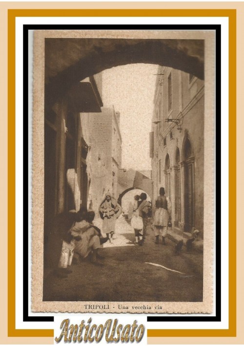 Cartolina Tripoli una vecchia via 1934 Libia Vintage Colonialismo Africa Italian
