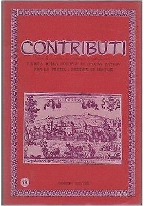 Contributi Rivista Della Società Di Storia Patria Per Puglia Congedo Maglie 1984