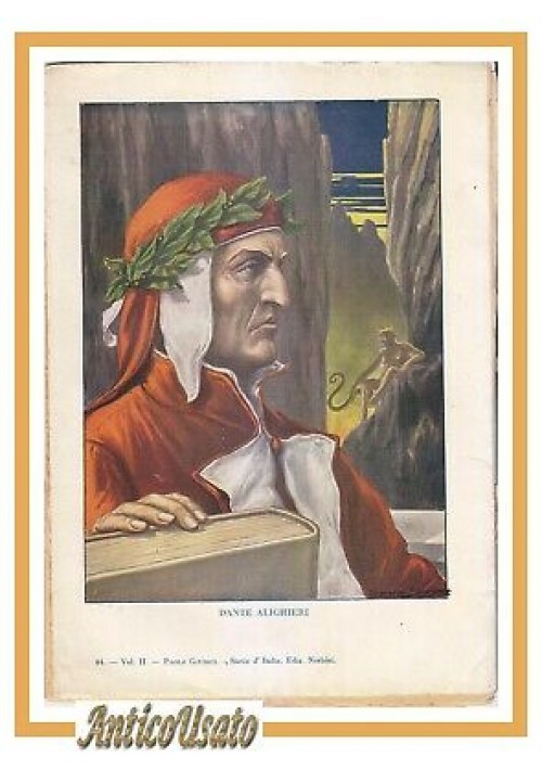 DANTE ALIGHIERI Stampa a colori 1940 Tancredi Scarpelli Illustrazione Incisione