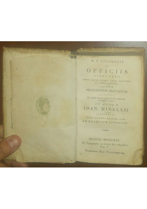 DE OFFICIIS libri tres di Cicerone 1825 Masi - note Joan. Minelli - Ciceronis 