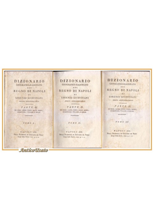 DIZIONARIO GEOGRAFICO RAGIONATO DEL REGNO DI NAPOLI 1816 3 volumi libro antico