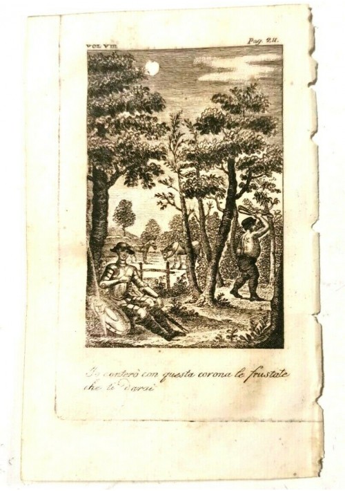 DON CHISCIOTTE DELLA MANCIA e Sancio Panza incisione antica 1824 stampa vintage