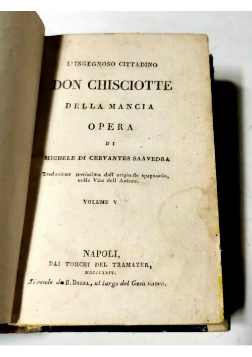 DON CHISCIOTTE DELLA MANCIA volume 7 di Miguel de Cervantes 1824 libro antico 