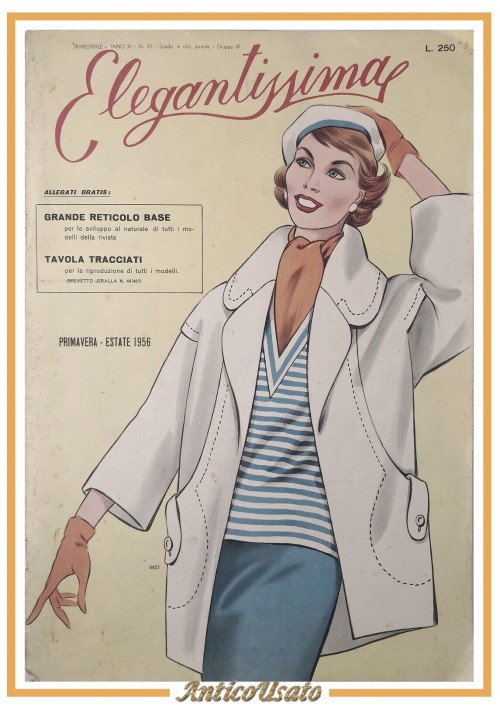 esaurito - ELEGANTISSIMA Numero 42 primavera estate 1956 rivista moda cartamodelli vestiti