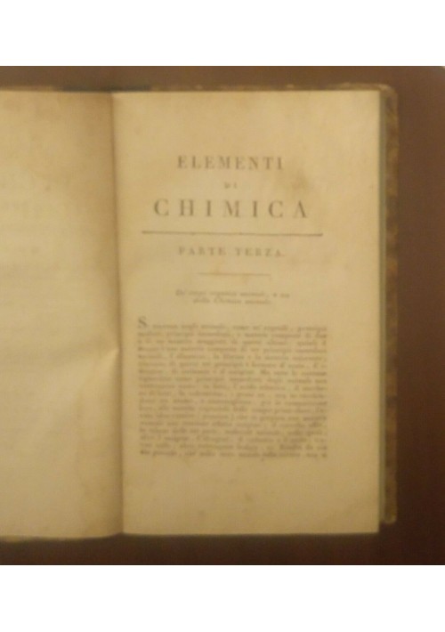 ELEMENTI DI CHIMICA APPLICATA alla medicina e arti volume 4 di Orfila 1823 Miranda libro antico