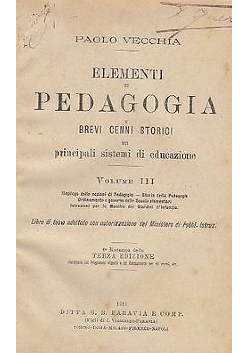 ELEMENTI DI PEDAGOGIA E BREVI CENNI STORICI SUI PRINCIPALI SISTEMI DI EDUCAZIONE