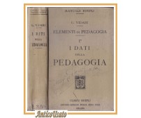 ELEMENTI DI PEDAGOGIA volume I I DATI G Vidari 1916 Hoepli Libro Manuale della