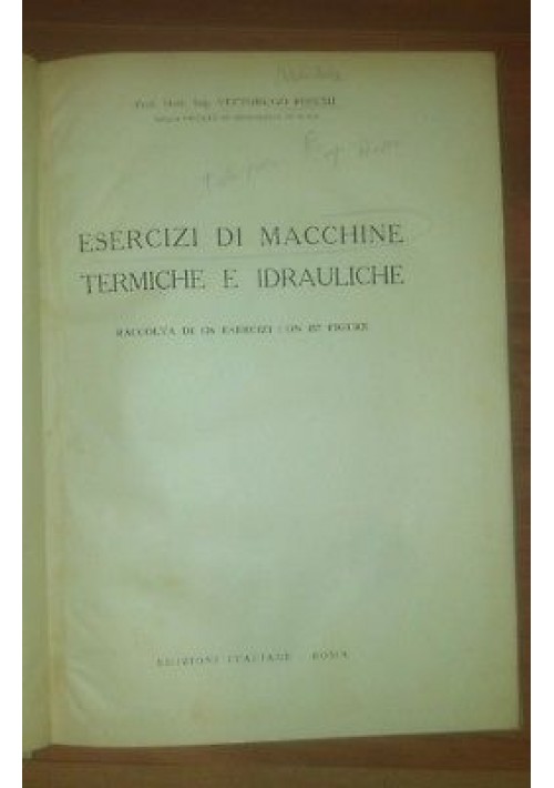 ESERCIZI DI MACCHINE TERMICHE E IDRAULICHE Vittorugo Foschi - Edizioni Italiane