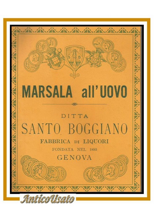 ETICHETTA antica liquore Marsala Uovo Santo Boggiano da collezione label Genova