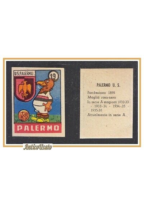 FIGURINA calcio PALERMO mascotte scudetto 1949 Originale Nannina vintage d'epoca