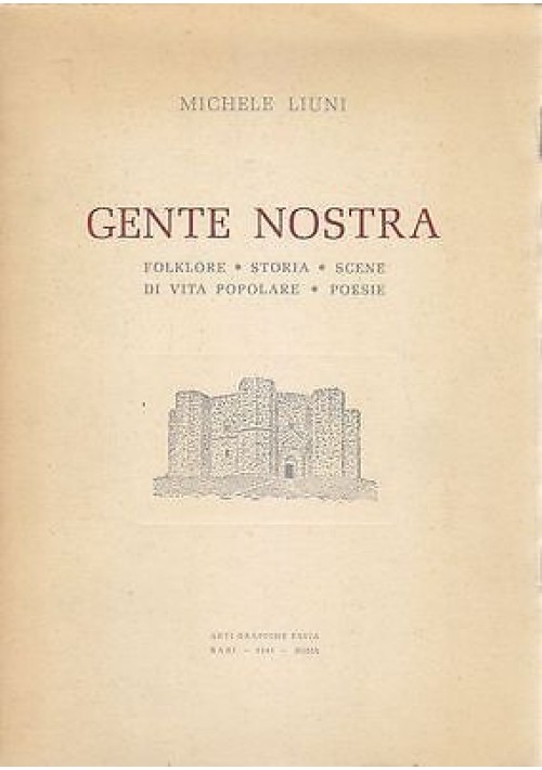 GENTE NOSTRA  FOLKLORE  STORIA SCENE DI VITA POPOLARE POESIE di Michele Liuni