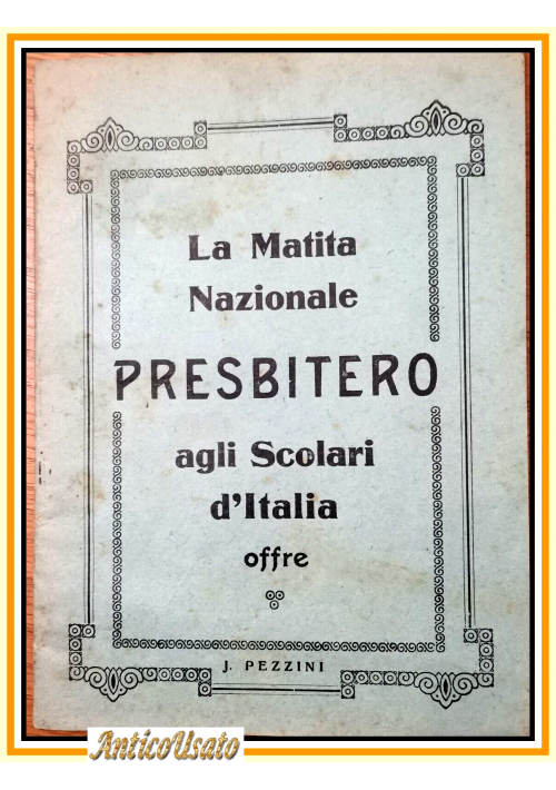 GEOMETRIA di Pezzini 1927 Matita Presbitero scolastico pubblicitario LIBRO