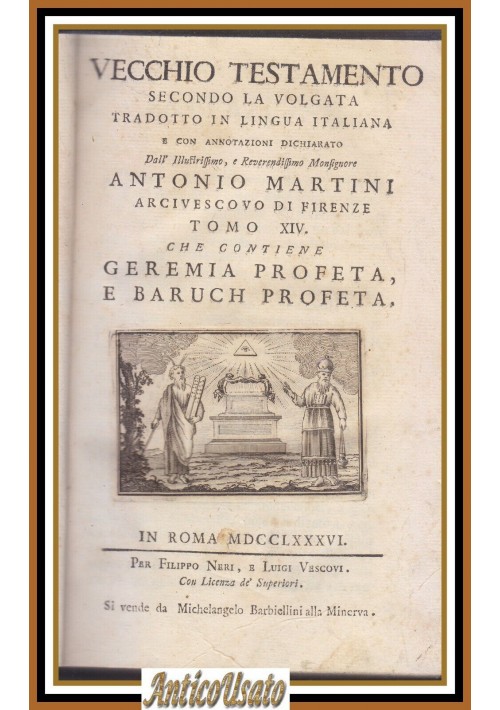 GEREMIA E BARUCH PROFETA 1786 Bibbia antica Monsignor Martini Libro Tomo XIV