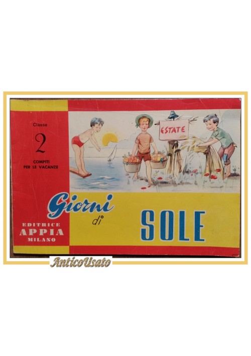 GIORNI DI SOLE compiti vacanze classe 2 libro scolastico vintage MANCA 1 PAGINA