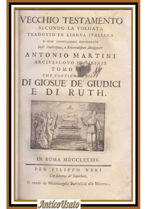 GIOSUÈ DÈ GIUDICI E RUTH  1786 Bibbia antica Monsignor Martini Libro Tomo XIV